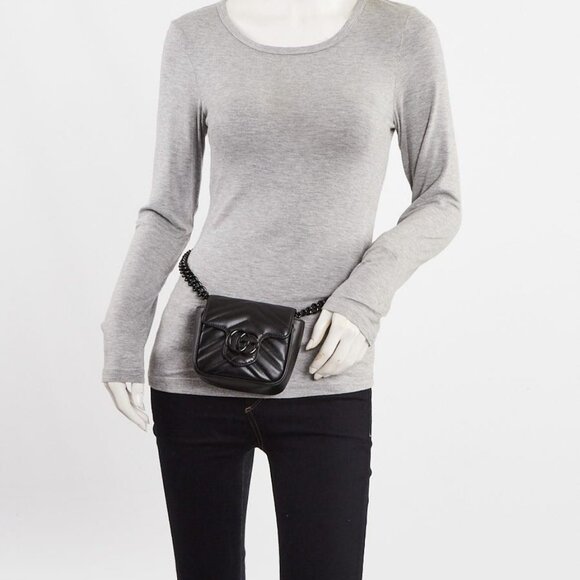 Gucci Black Quilted Leather Marmont Shoulder/Waist Bag - Picture 4 of 11